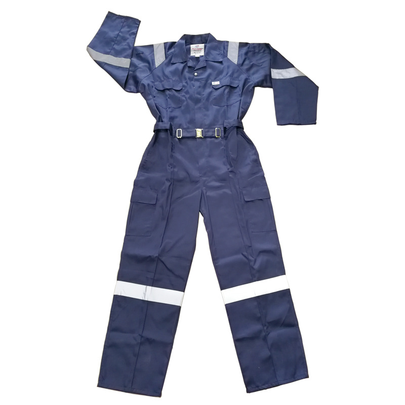 FLYTON连体工作服反光条棉涤工厂批发制服FT-1318RDarkBlue