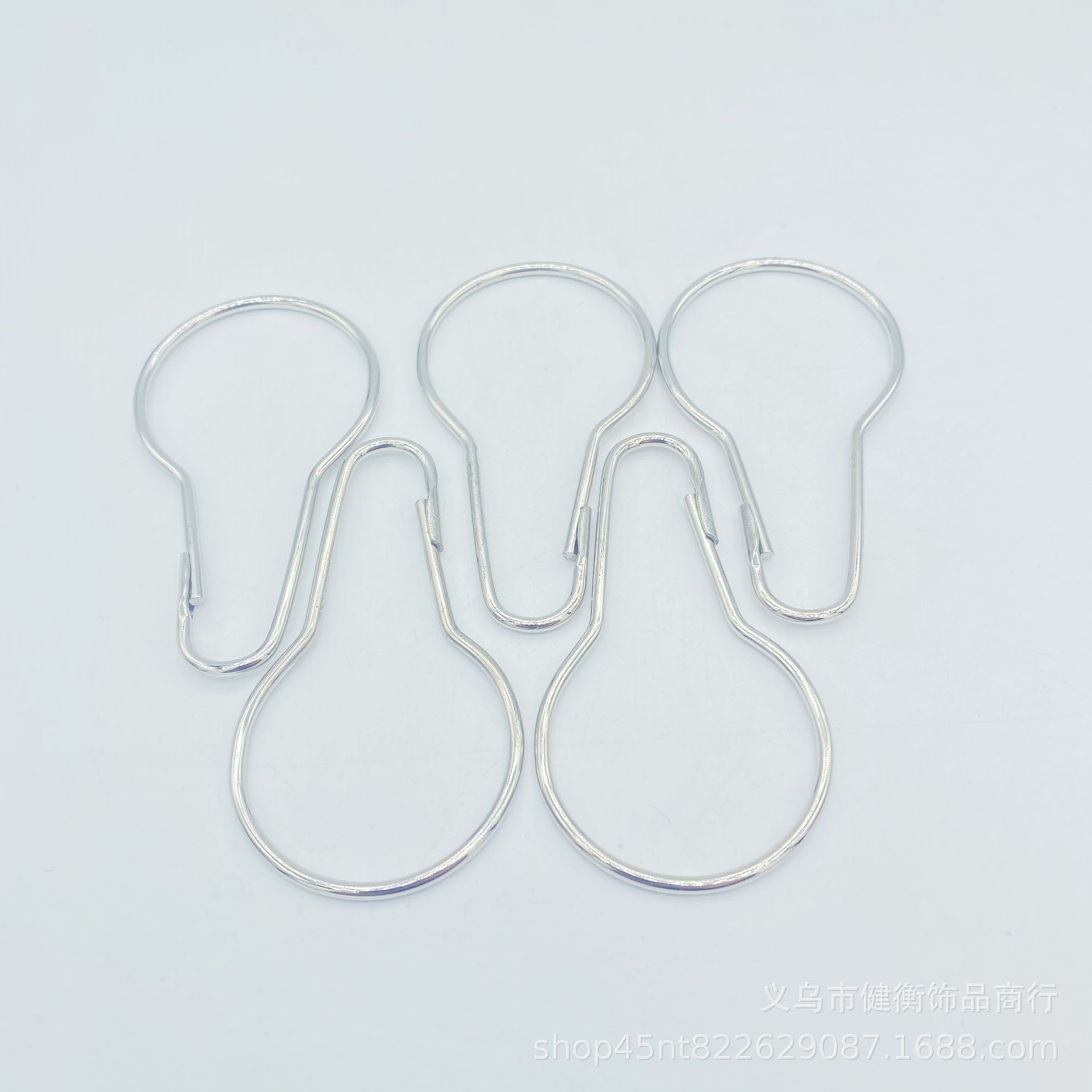 浴帘窗帘挂钩/葫芦型窗帘夹/金属环白底实物图