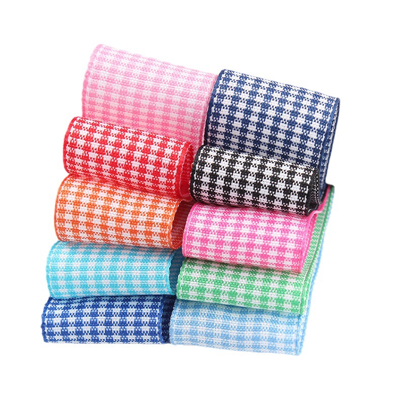 Dingxin Woven tape Double Bread Edge Thousand bird checkered colorful ribbon DIY Handmade bow hair accessory gift packaging ribbon Item Picture