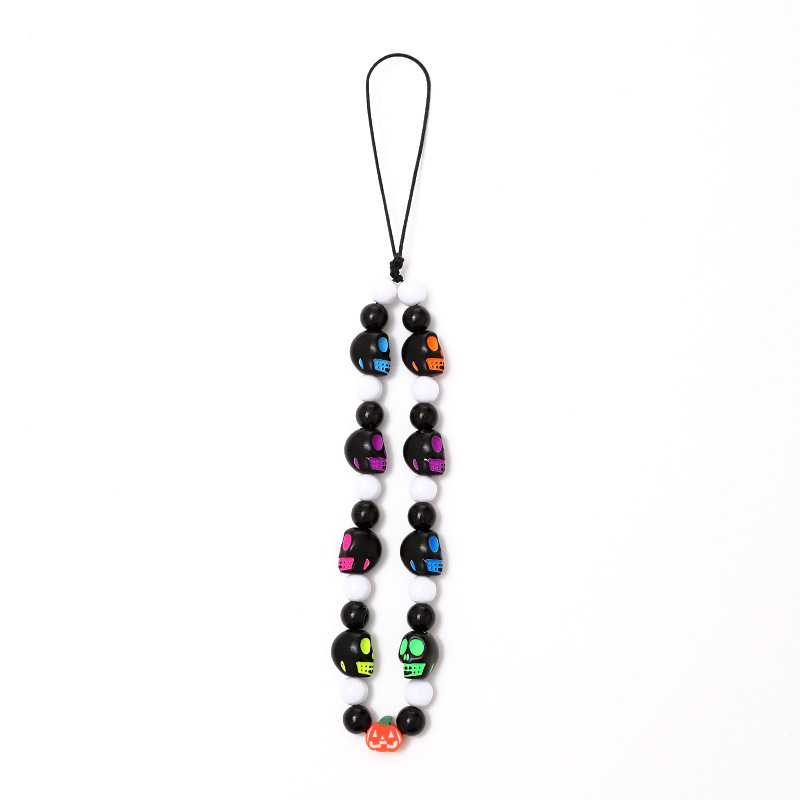 Cross-Border Ghost Festival Spooky Ghost Halloween Themed Gift Beaded Skull Phone Chain Phone Case Hanging Accessory Item Picture