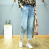 Korean casual washed women's jeans for spring and autumn, loose and slimming, high-waisted straight-leg pants, 9 points Application Scenario