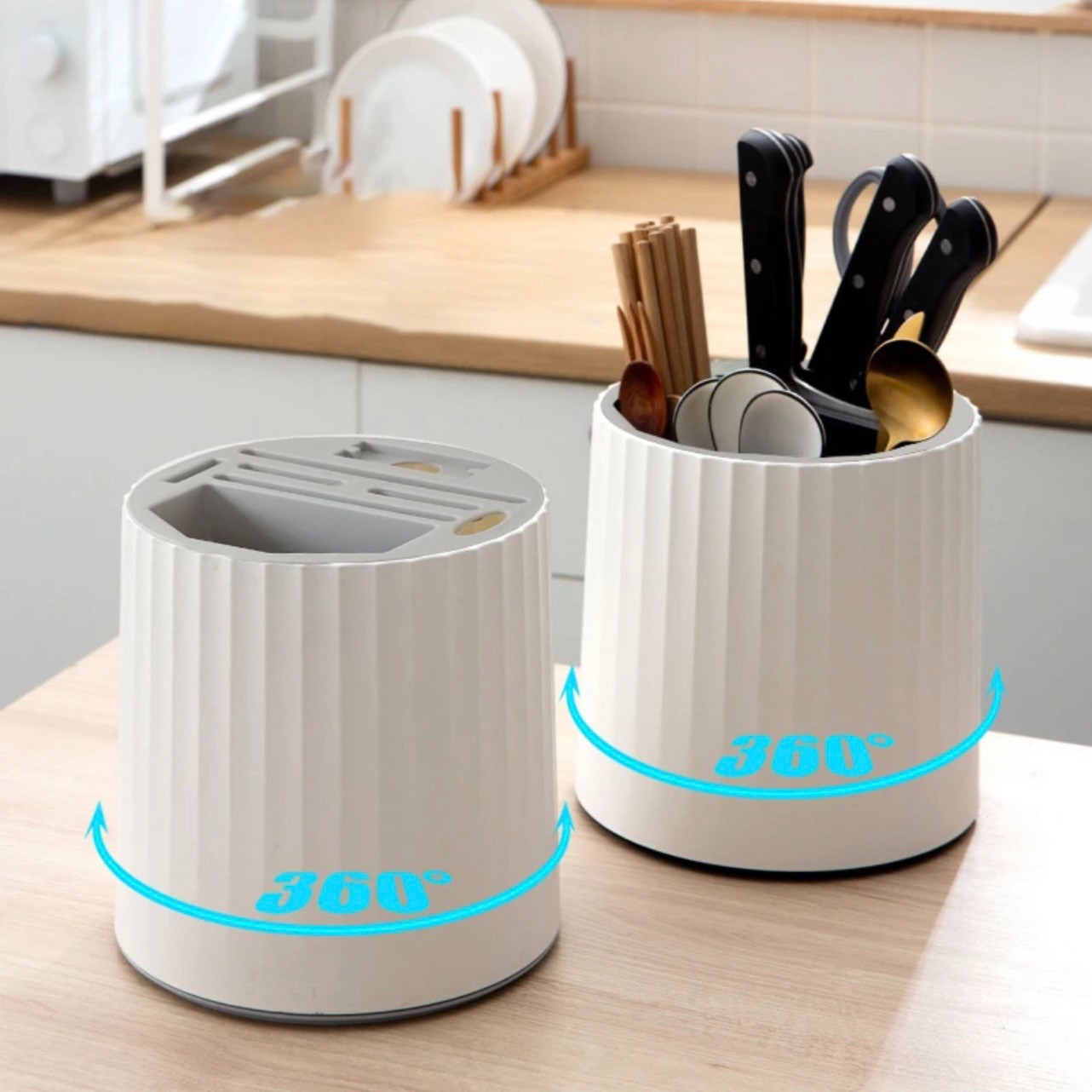 Douyin's best-selling kitchen rotating knife rack, storage rack, multi-functional chopstick holder, and household kitchen knife rack wholesale one-stop purchase Specification image