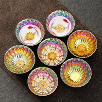 The change of color inset gold lotus spend kung fu tea cup ceramic home host cup gold build a tea cup sample tea cup