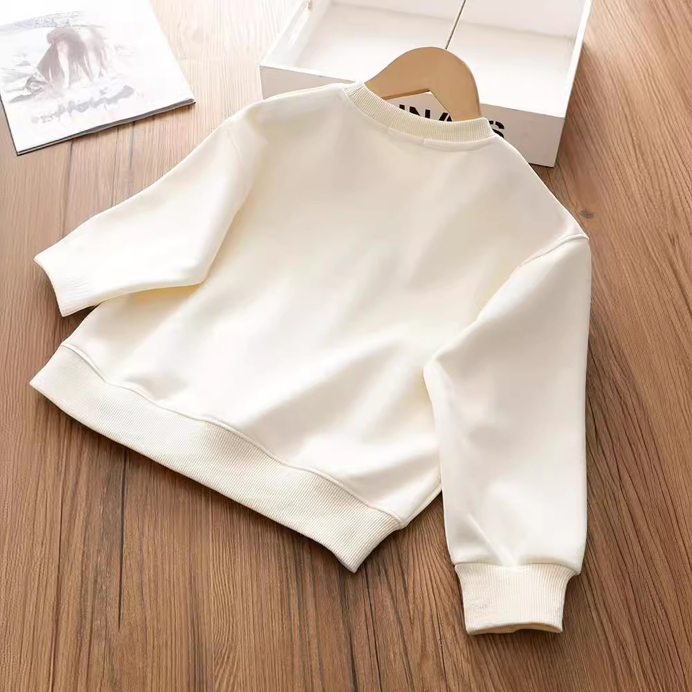 Chica sudadera 2024 primavera/otoño cuello redondo doble hilo de algodón versión coreana manga manga estampado versátil casual niños top han details Picture