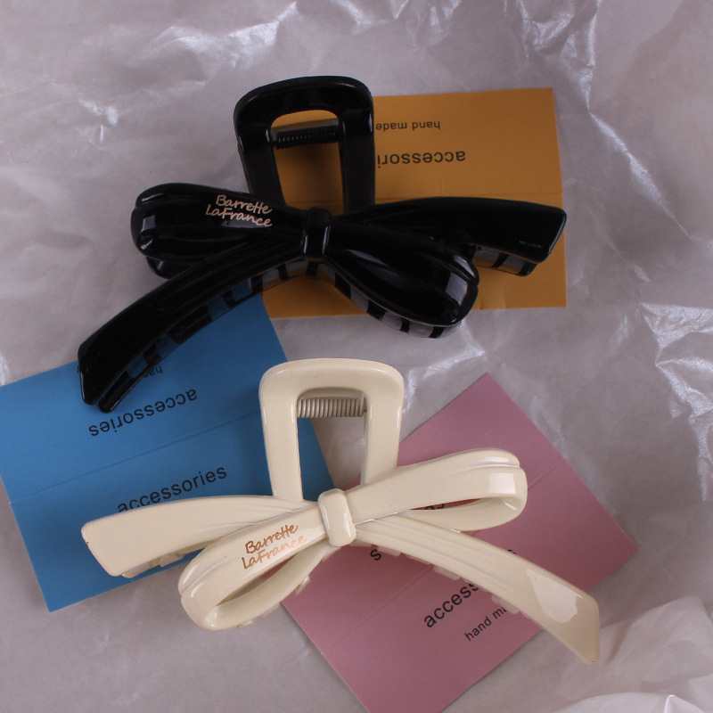 New Ribbon Bow Shape Large Grip Korean Version Sweet Temperament Fashion French Hair Shark Clip Hairpin details Picture