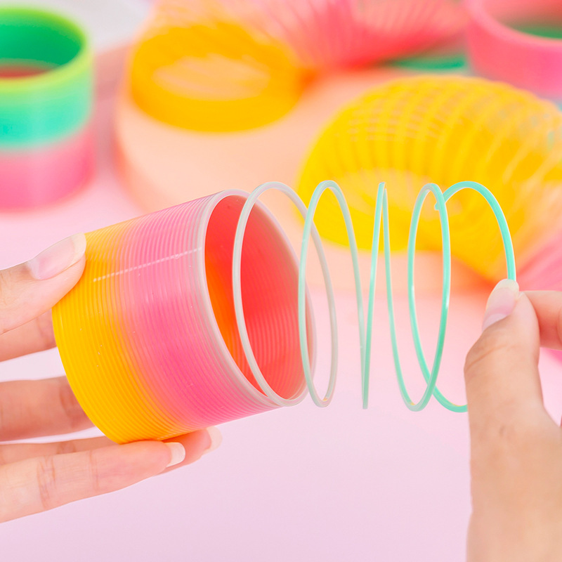 Cartoon Box Rainbow Ring Spring Ring Magic Stack Ring Stall Night Market Supply Kindergarten Male Small Gift Wholesale Application Scenario