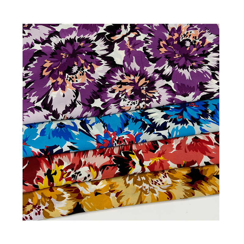 Fashionable tie-dyed printed polyester fabric dress, plain weave forged printed fabric in stock, large print broken card printed fabric Item Picture