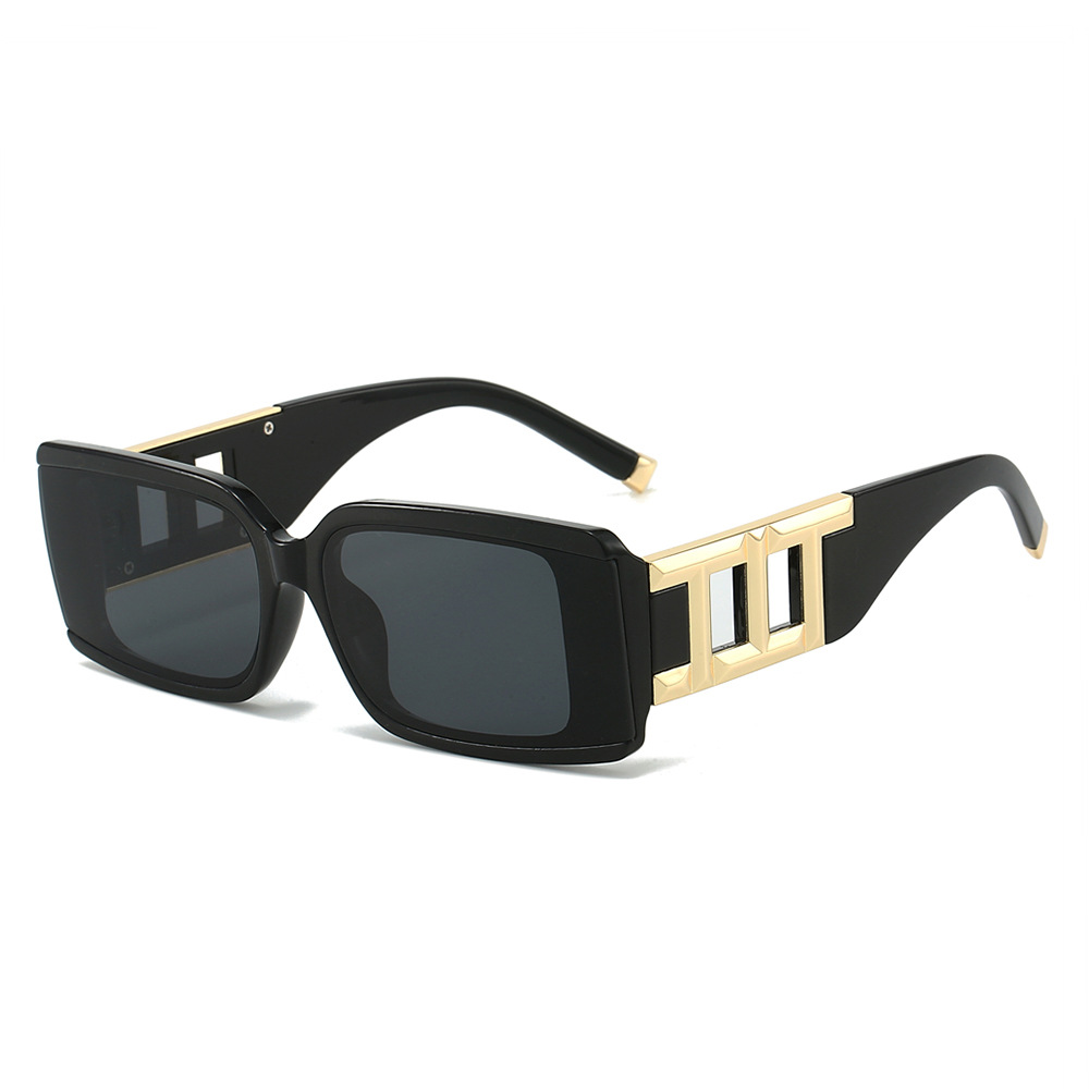 2023 Cross-border new square-framed sunglasses, European and American style, wide-leg letted-style trendy street style sunglasses, versatile
