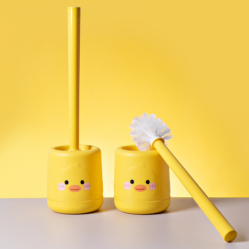 Yellow Duck Toilet Brush Cartoon No Dead Corners Clean Toilet Wash Toilet Brush Plastic Hair Silicone Creative Wall Mount