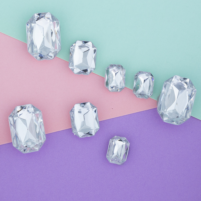 Small pointed-bottom irregular-shaped nail art acrylic diamond long strip super shiny mini translucent and iridescent nail decoration Specification image