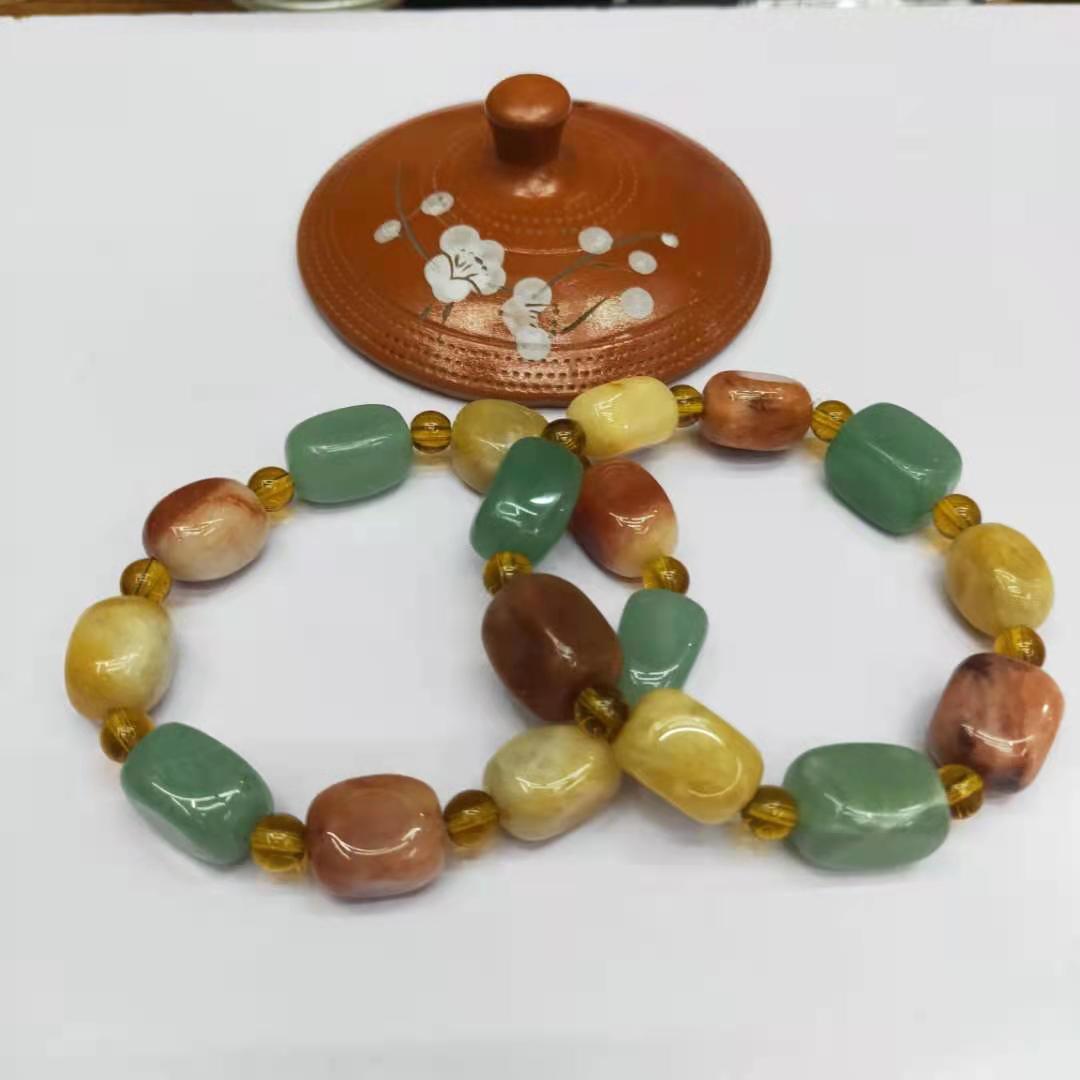 Jewelry and accessories, Xinjiang golden thread jade square irregular combination bracelet, Buddhist prayer beads, jade bracelet diy factory wholesale Item Picture