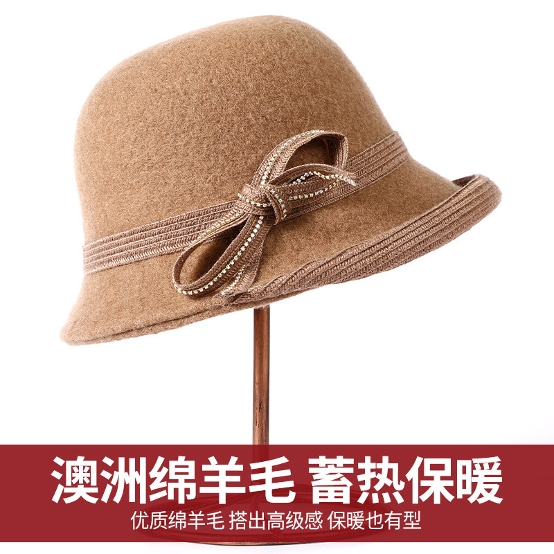 Little Fragrant British Retro Wool Basin Hat Women's Autumn/Winter Fashion Mom Top Hat Middle-Aged Temperament Warm Fisherman Hat Application Scenario