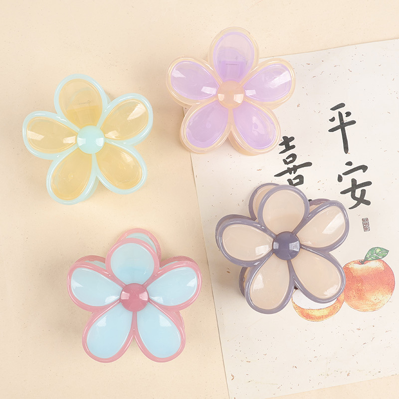 Fresh and delicate jelly-colored transparent flower hair clips, female back head updo hair clips, sweet shark clip hair clips and hair accessories pic 2