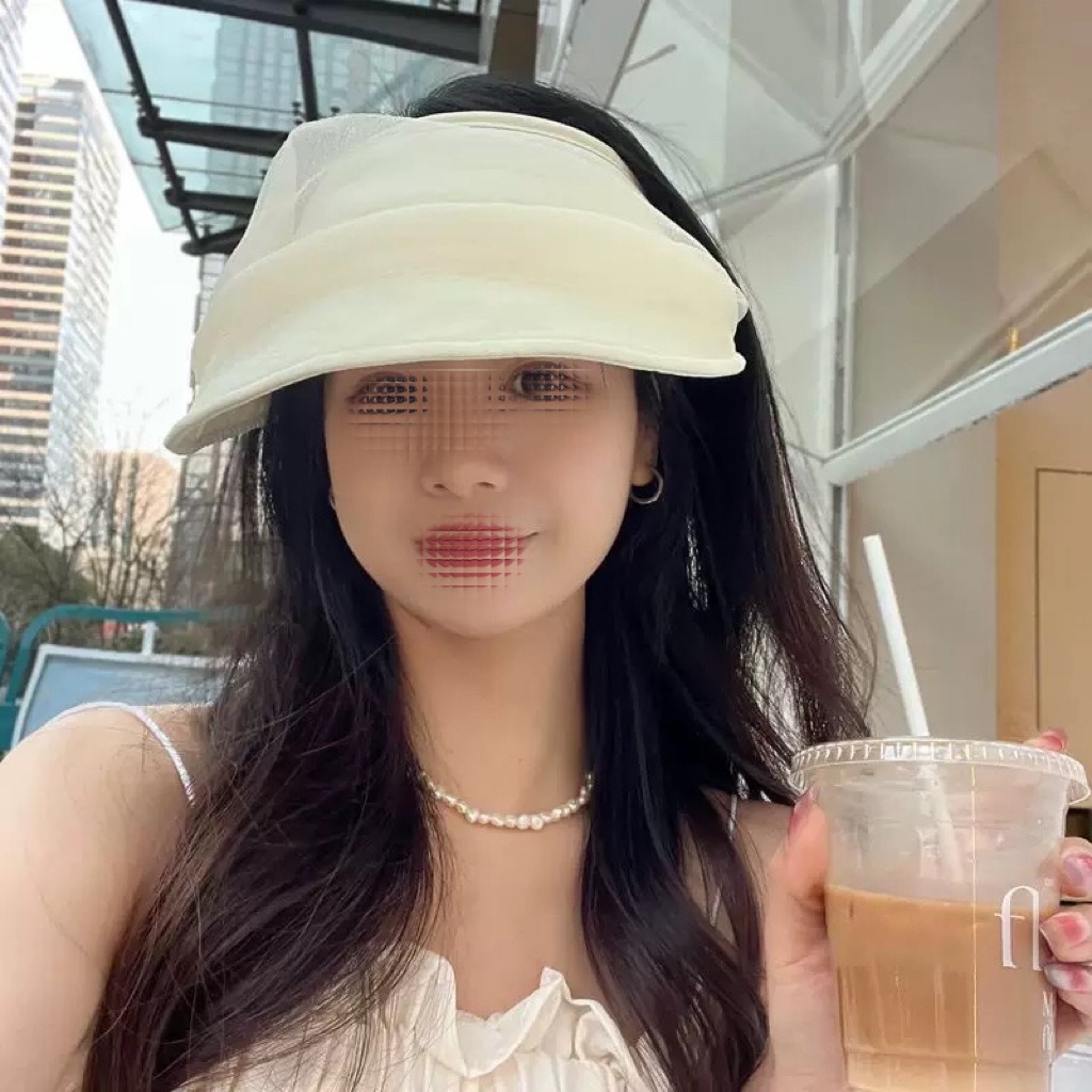 网纱空顶防晒帽女夏季新款可折叠发箍遮阳帽遮脸防紫外线太阳帽子