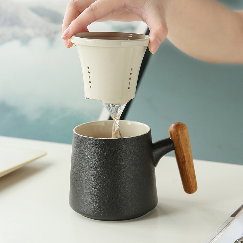 Tea Separation Tea Cup Large Capacity Men's And Women's Ceramic Cups Engraved Mug With Cover Cup Printing Logo Specification drawing