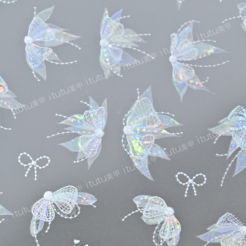 itutut custom nail stickers with embossed thin and tough shell light jelly butterfly nail stickers factory wholesale