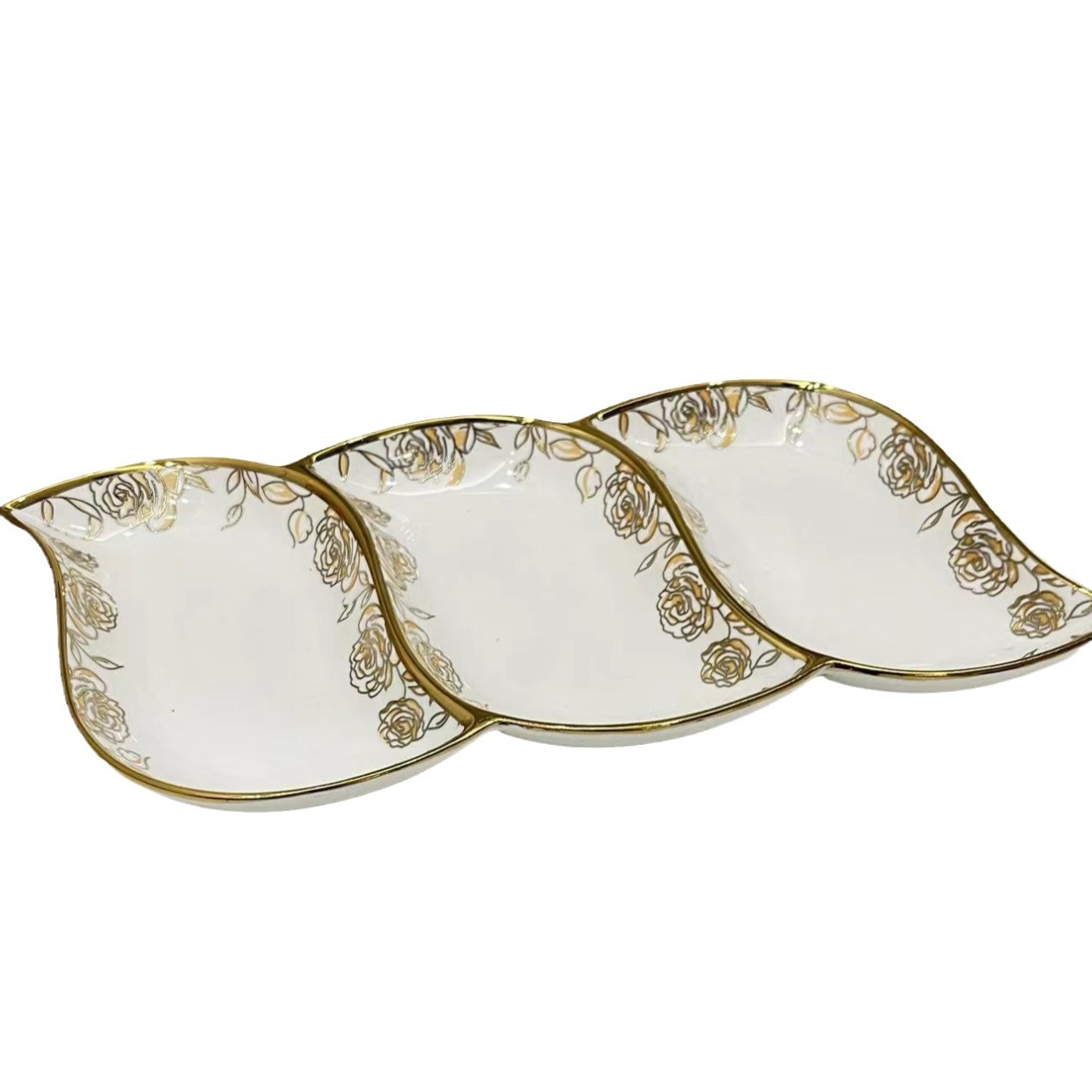 New high-end appearance level light luxury fruit plate, Arab-style hotel banquet, retro fruit plate with handle, pet gold luxurious gold edge transparent light luxury tray, cross-border tray, tea tray, fruit tray, pastry, tea tray, water cup tray Item Picture