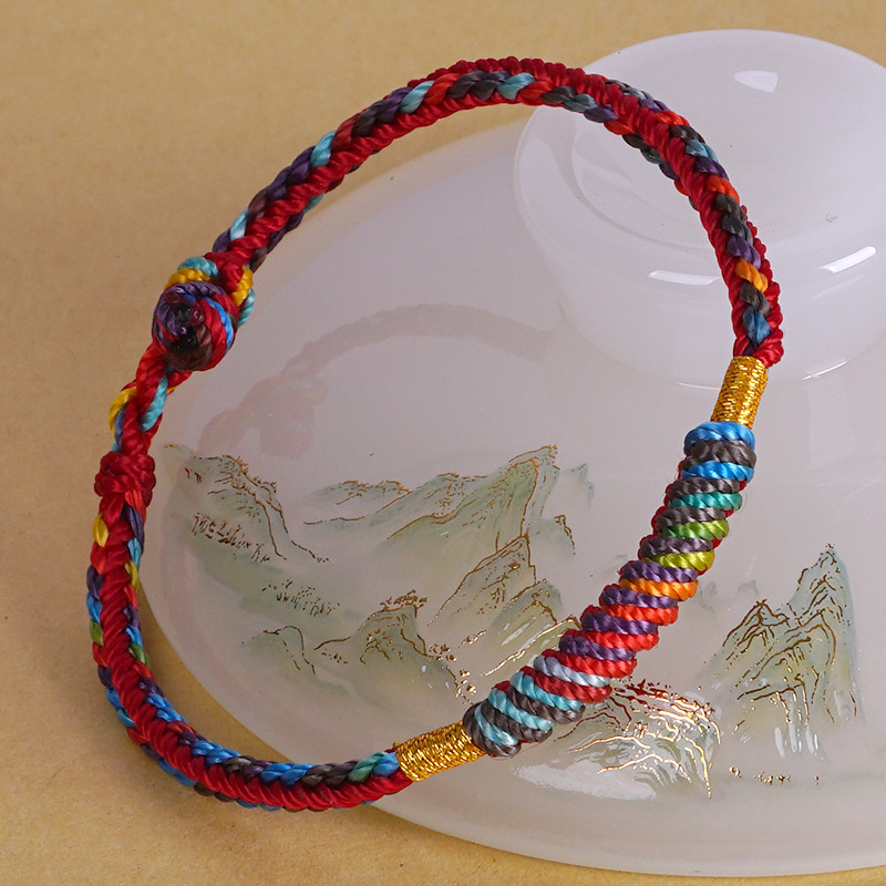 In 2025, red rope bracelets for the Dragon Boat Festival, five-color handmade couple braided rope gifts, five-color baby braided rope for boys and girls details Picture