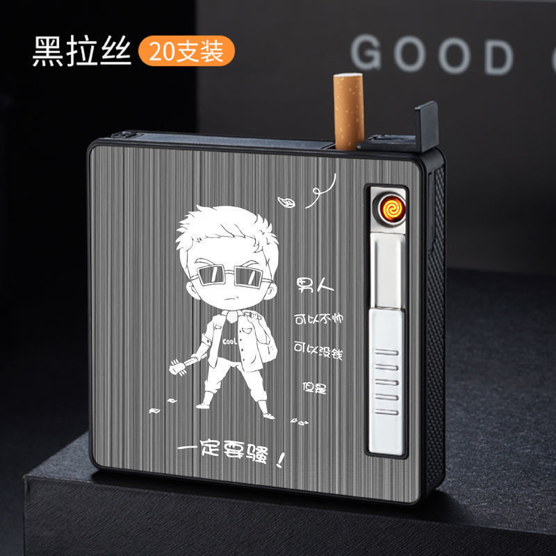 New cross-border automatic cigarette cartridge lighter integrated charging windproof portable cigarette case lighter, men's trend details Picture
