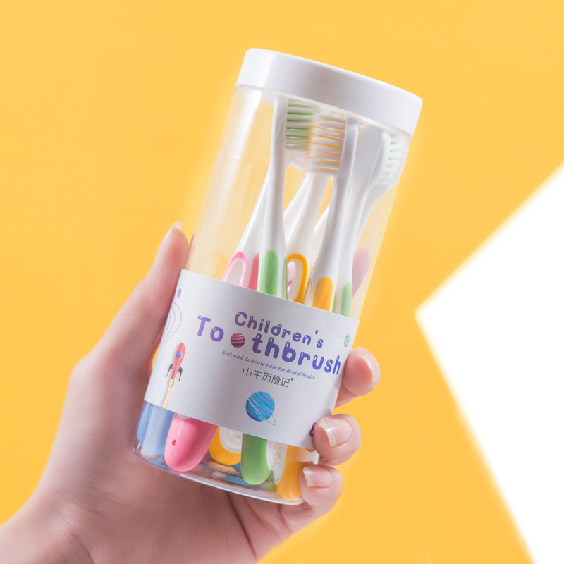 Calf Adventure Manufacturers Supply 8 Clear Barrel Children's Toothbrush Soft Hair Four-Color Head details Picture