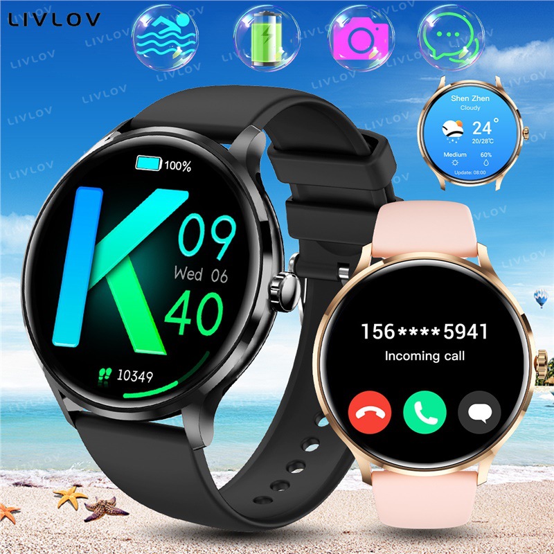 外贸新款1.39金属圆屏运动健康QS80血氧血压蓝牙音乐电话智能手表