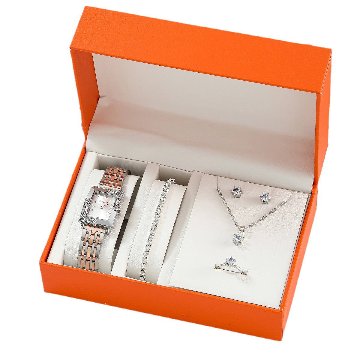 Traje de mujer reloj de moda correa de acero de las mujeres reloj de cuarzo emparejado con exquisita joyería cross-border blast set Item Picture