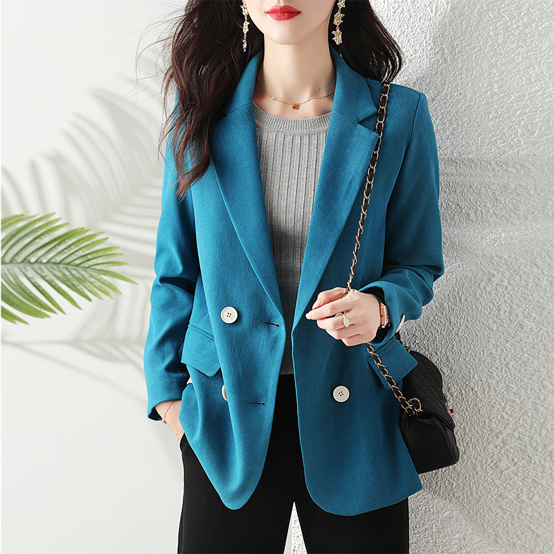 Green suit jacket Women's Spring and Autumn 2022 new style casual petite, elegant and fashionable small suit women's top details Picture