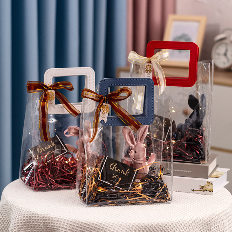 In-stock transparent PVC gift handbags, ins laser gifts, souvenirs, wedding candies, packaging bags with LOGO design details Picture