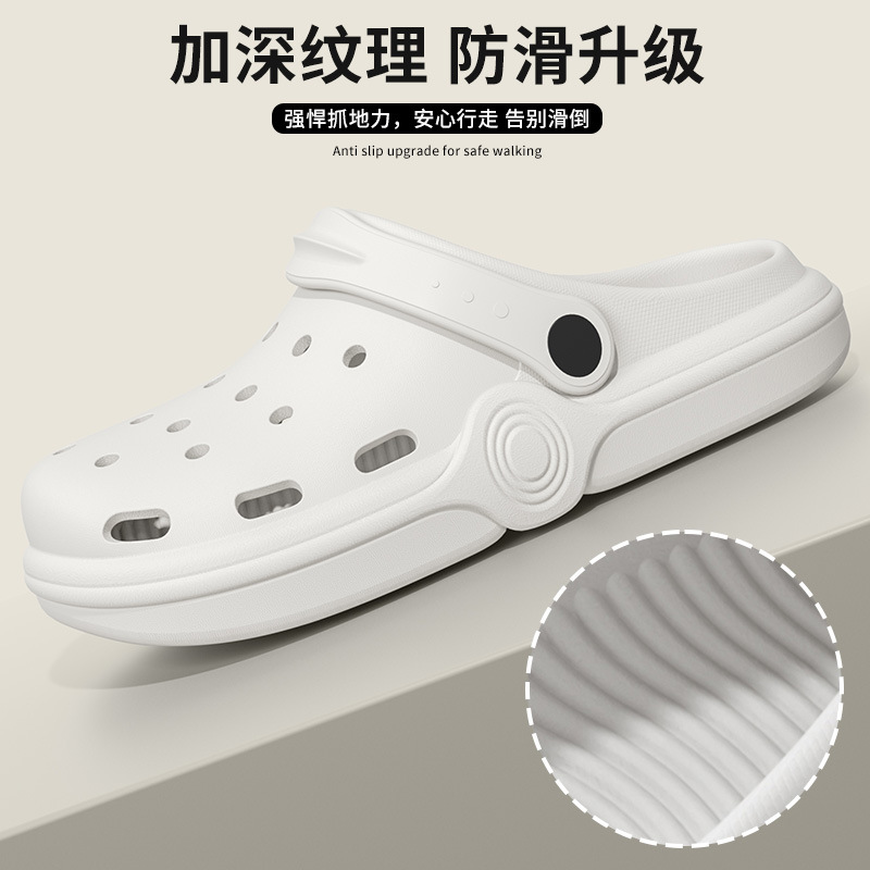 Crocs Women Summer Wear Net Red Beach Sandals Soft Soles Non-Slip 2024 New Lightweight Baotou Sandals Men details Picture