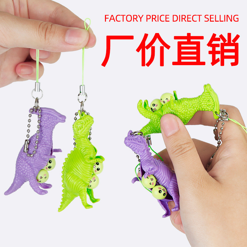 Cross-border squeezing dinosaur stress-relieving keychain Prank Stress-relieving and Venting Set Stress-relieving Pinching Fun toys wholesale details Picture