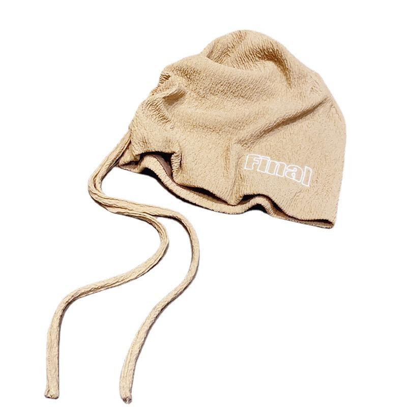 Japanese-style drawstring black pile hat, versatile for men and women in all seasons, cold hat, postpartum hat to show off face, small bun hat trend Item Picture