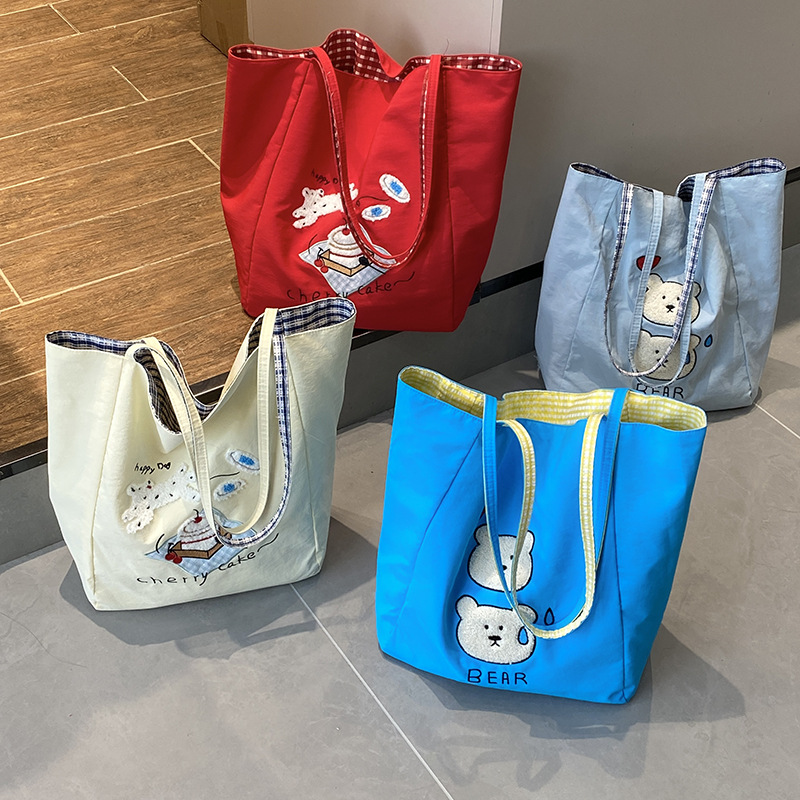 帆布包2025新款女手提布袋子大容量拎书袋初中学生补习单肩包夏天