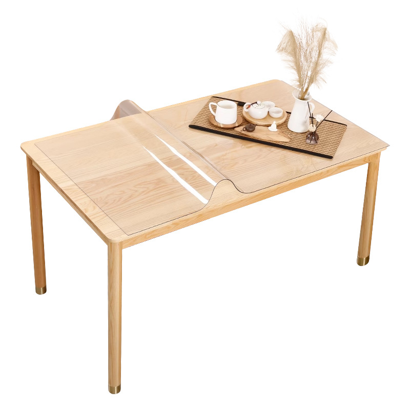 Non-Abrasive Edge High Temperature Resistant Transparent Pvc Table Cloth Soft Glass Waterproof And Oil Resistant Plastic Table Mat Thick Leave-In Tablecloth Item Picture