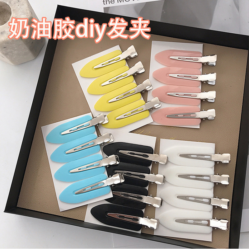 ..奶油胶发夹材料 diy无痕发夹 卡通diy奶油胶发夹材料手工饰品配件