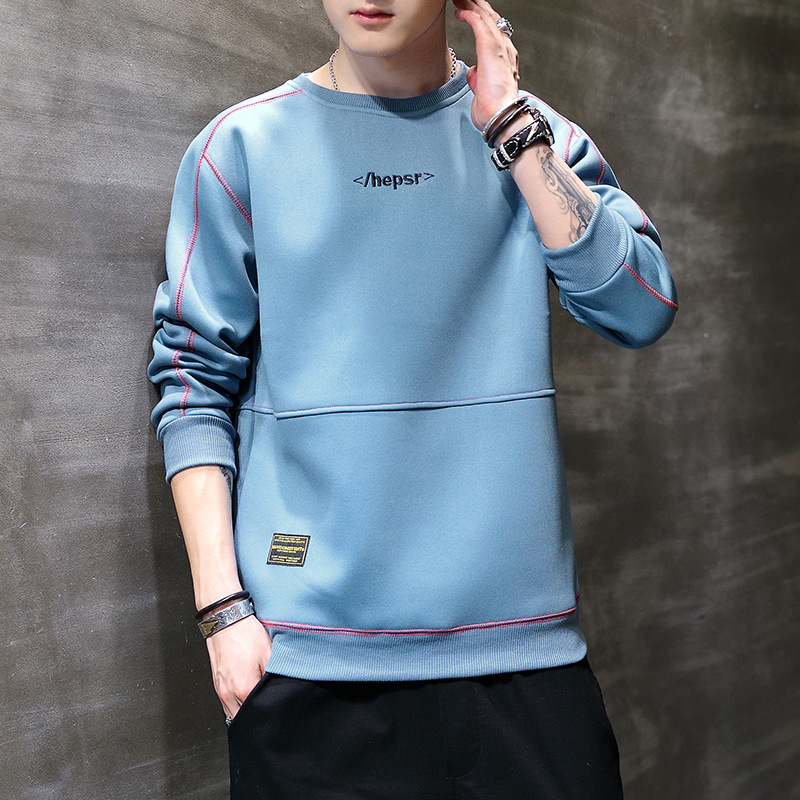 The 2022 spring new style of casual, loose, round-neck, long-sleeved, versatile T-shirt for men's hoodies is a trendy base layer Item Picture