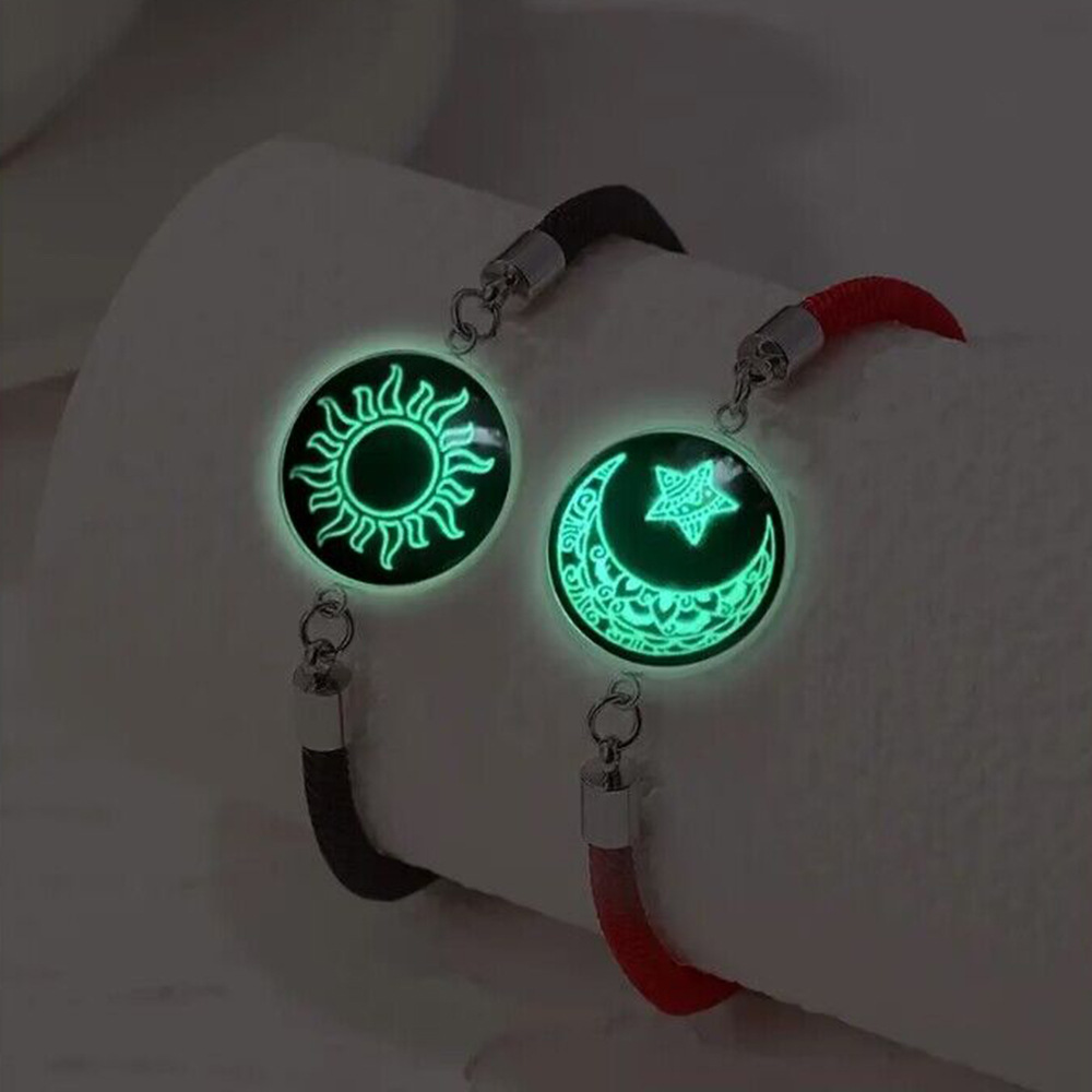 Cross-border 2024 Sun Moon lovers stainless steel time Gemstone woven bracelet Valentine's Day couple bracelet Moon bracelet details Picture