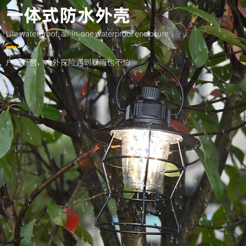 usb charging retro camping lamp, outdoor strong light portable tent lamp, nostalgic ironwork hand-held camping lamp, horse lantern Application Scenario