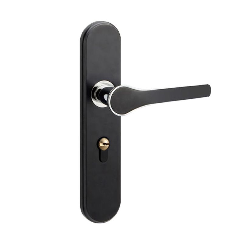 Black Door Lock Indoor Door Lock Space Aluminum Simple Split Lock Bedroom Mute Hand Lock Engineering Door Handle Item Picture