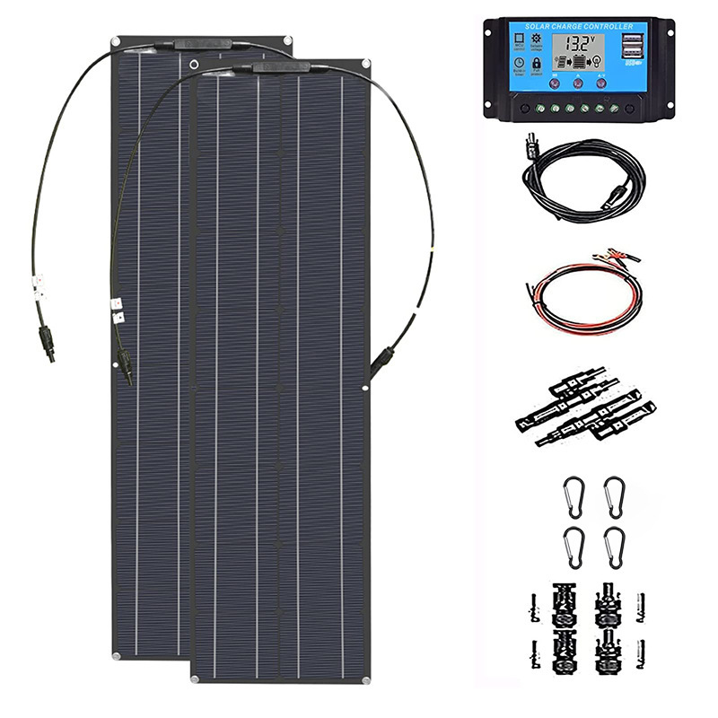 柔性50W*2太阳能板18V输出VR控制器房车游艇轮船光伏离网高速发电