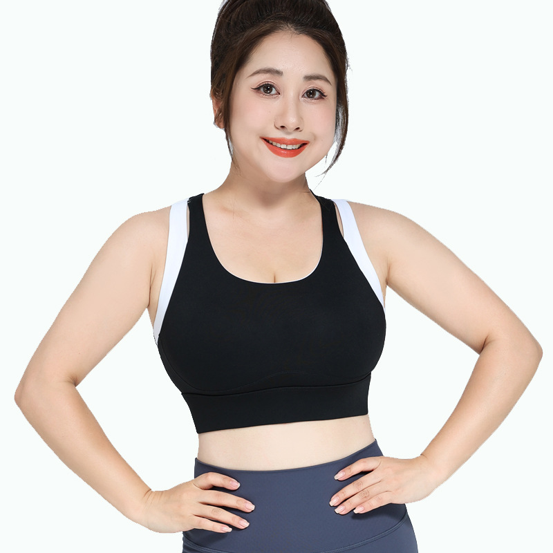Jsc Color Contrast Fake Two Sports Underwear Shockproof High Strength Bra Fixed Large Breast Pad Close Breast Yoga Vest Item Picture