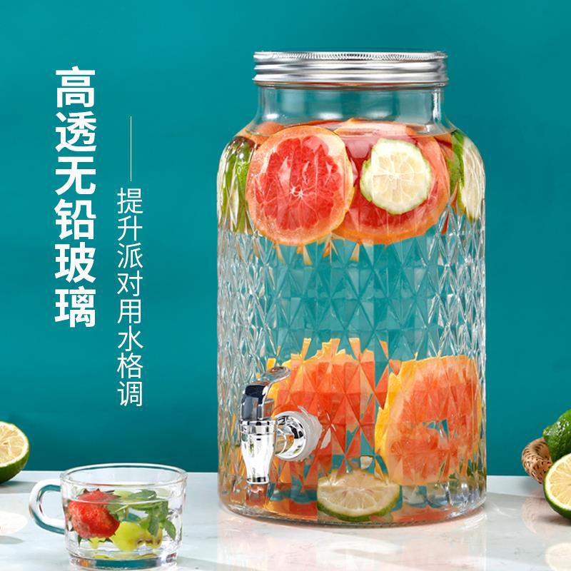 Glass beer barrels with faucets, homemade beverage barrels, fruit tea barrels, cola barrels, containers, popular juice cans, and wine bottles details Picture