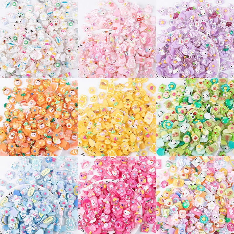 Resin accessories, cartoon transparent color series mixed diy cream glue phone case patches, water cup patches, Crocs materials details Picture