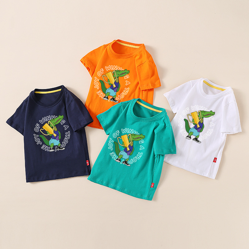 2022 Summer Trendy Children's new short-sleeved T-shirts for boys, breathable pure cotton children's clothing, large and small children's half-sleeved T-shirts are in stock