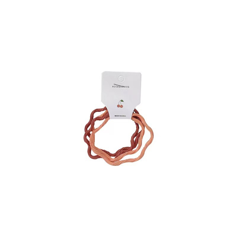 4 Cards ~Ins Style Korean Version Wavy Line Basic Hair Circle Candy Color Girl Hair Elastic Band Simple Head Rope Item Picture