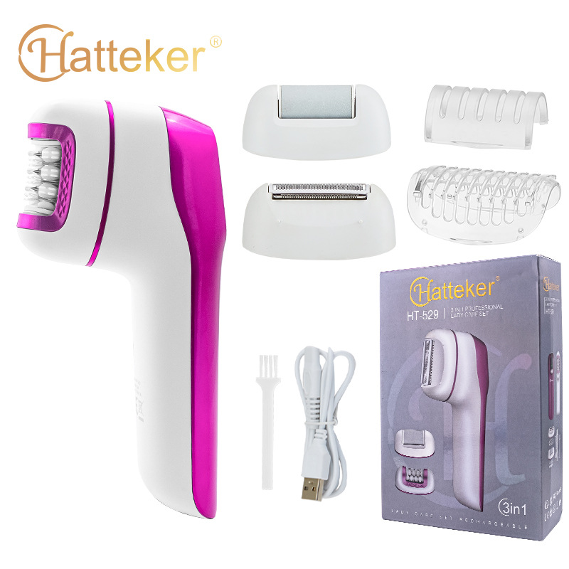 Hatteker Electric Hair Remover Multi-Function Shaver Underarm Private Hair Removal Extractor Foot Grinder Exfoliator