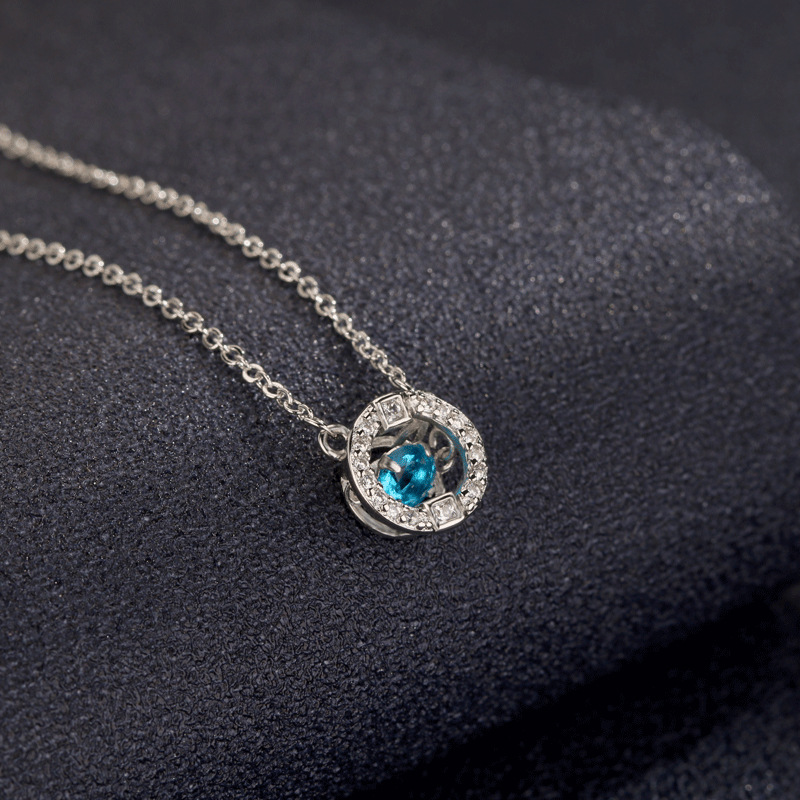 Internet Celebrity Jumping Round Isn Necklace Crystal Element Student Girl Necklace Simple Light Luxury Holiday Gift details Picture