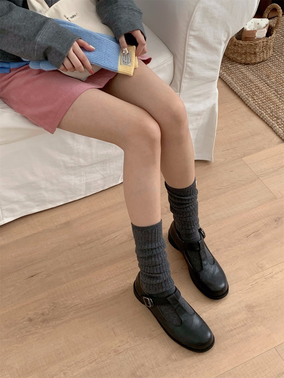 袜子地摊一件代发百搭显瘦长筒堆堆袜秋冬保暖纯色慵懒风小腿双针袜子女批发一件代发详情30