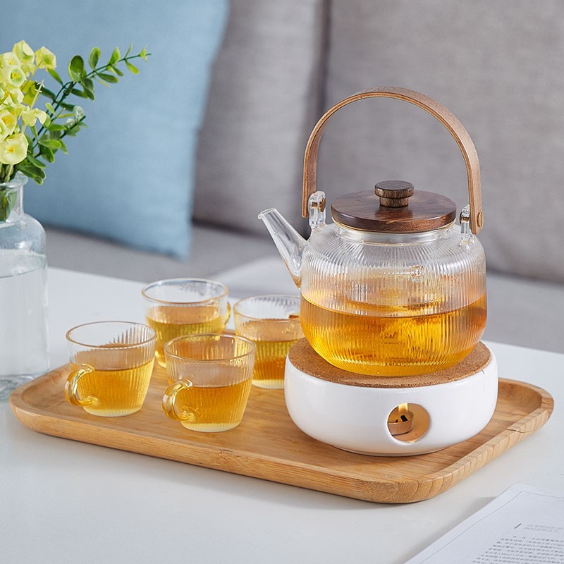 Flower Teapot Candle Heating Glass Tea Maker Household Tea Set Boiler Teapot Boiler Dual-Purpose Kettle Item Picture