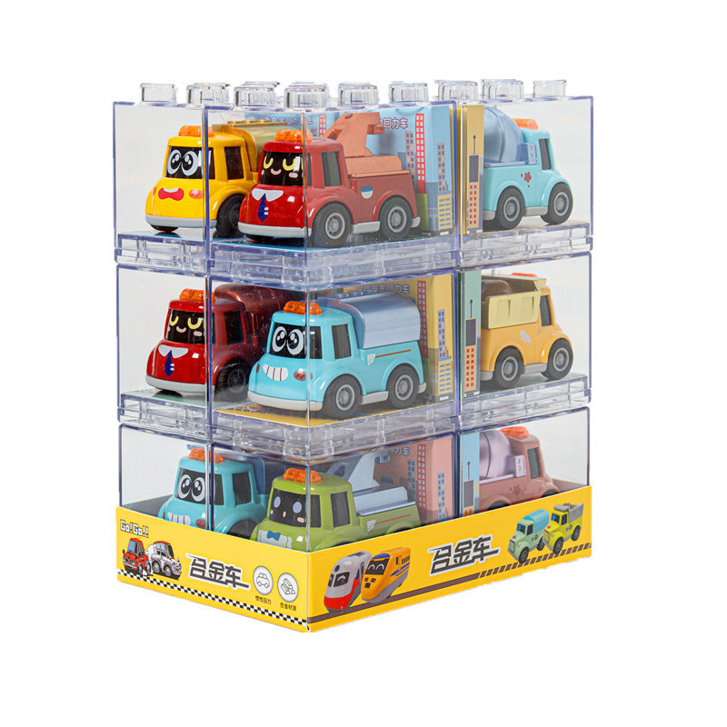 Alloy car model simulation Q-version engineering vehicle, forklift transport vehicle with storage box, rebound car, boys' toy Item Picture