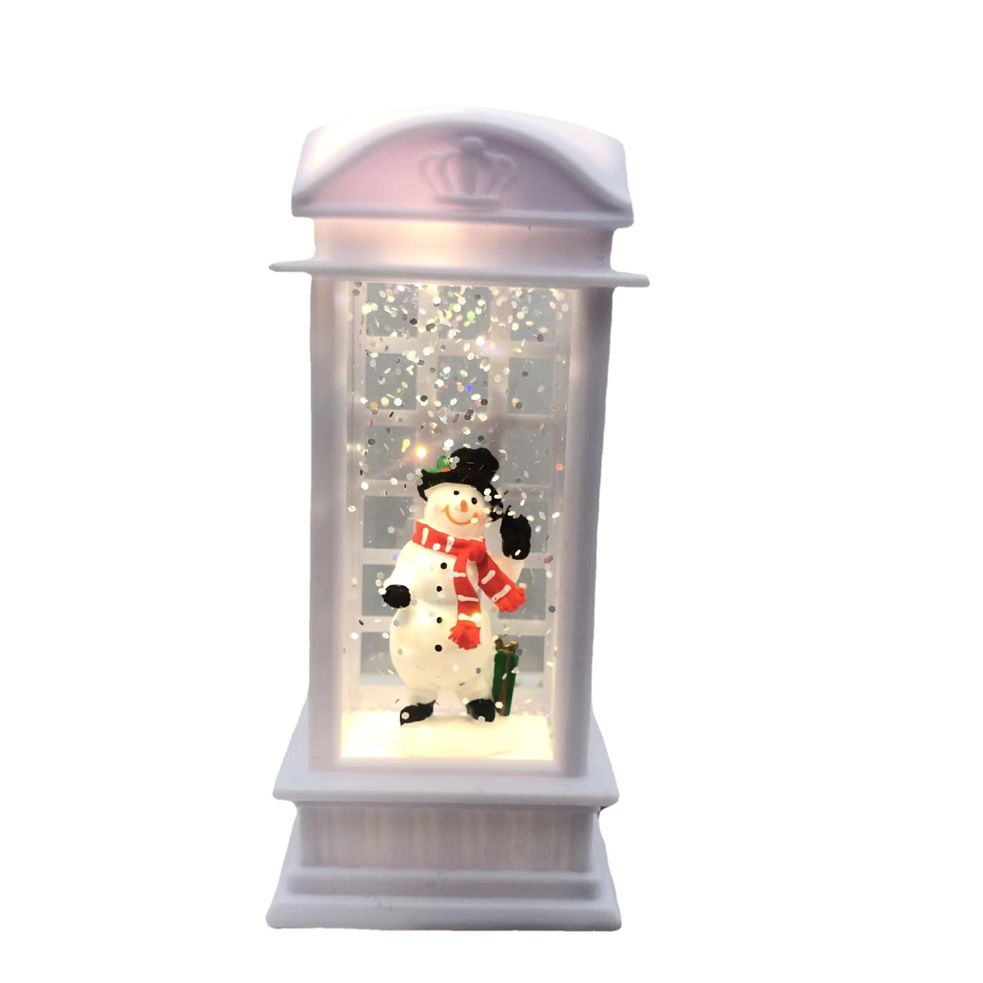 Christmas New Waterflood Telephone Booth Small Wind Light Led Electronic Luminescent Desktop Decoration Christmas Night Light Decoration Item Picture